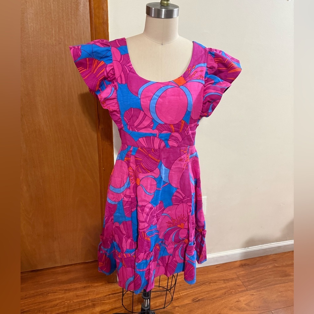 NWT TUCKERNUCK women’s Vibrant Pink & Blue Floral Fit-and-Flare Dress